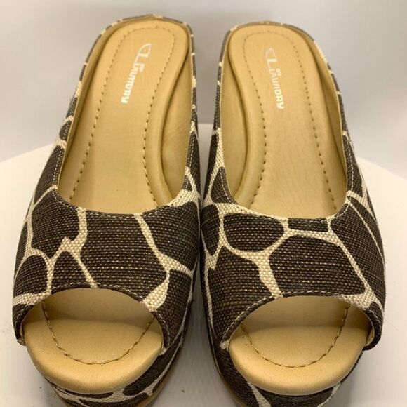 CL by Laundry Giraffe Print Platform Open Toe Mule Shoe - Picture 1 of 8